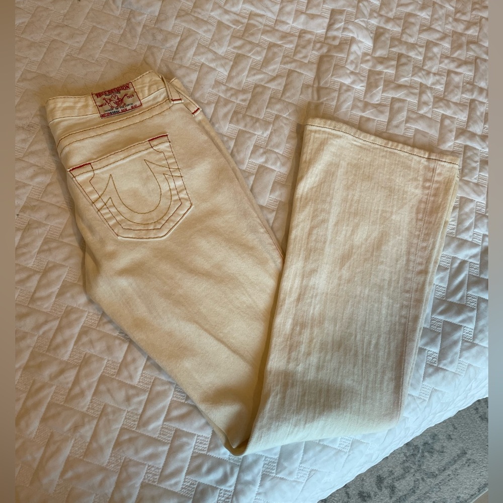 True Religion low rise flair white/cream jeans